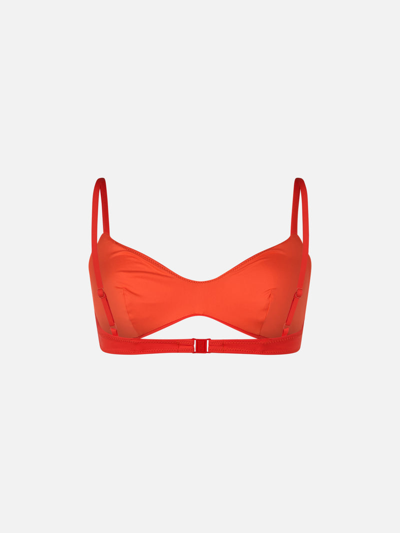 Top da spiaggia arancione da donna a bralette a scollo tondo May