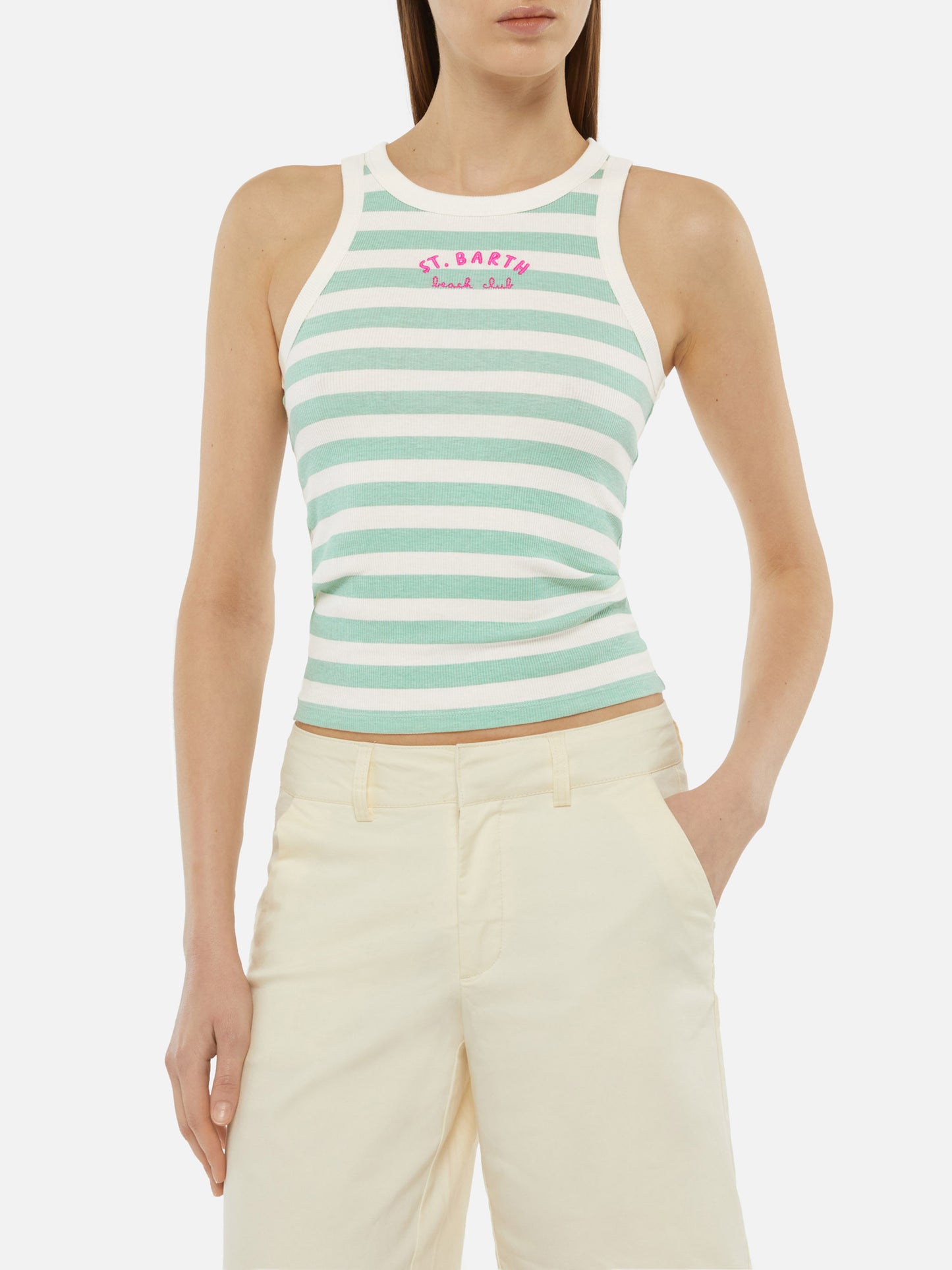 Ada gestreiftes Tanktop aus gerippter Baumwolle