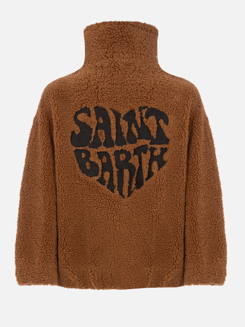 Bomberjacke Abel für Damen mit Shearling-Effekt, Kragen und Saint Barth-Herzprint