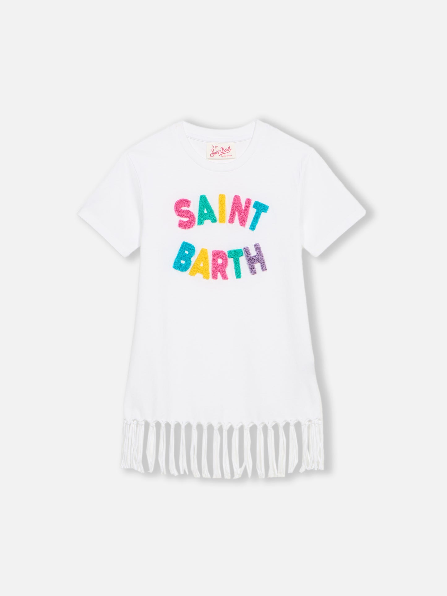 Girl Abbey dress with fringes and terry patch - MC2 Saint Barth