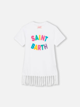 Girl Abbey dress with fringes and terry patch - MC2 Saint Barth