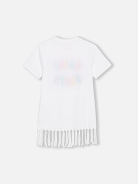 Girl Abbey dress with fringes and terry patch - MC2 Saint Barth