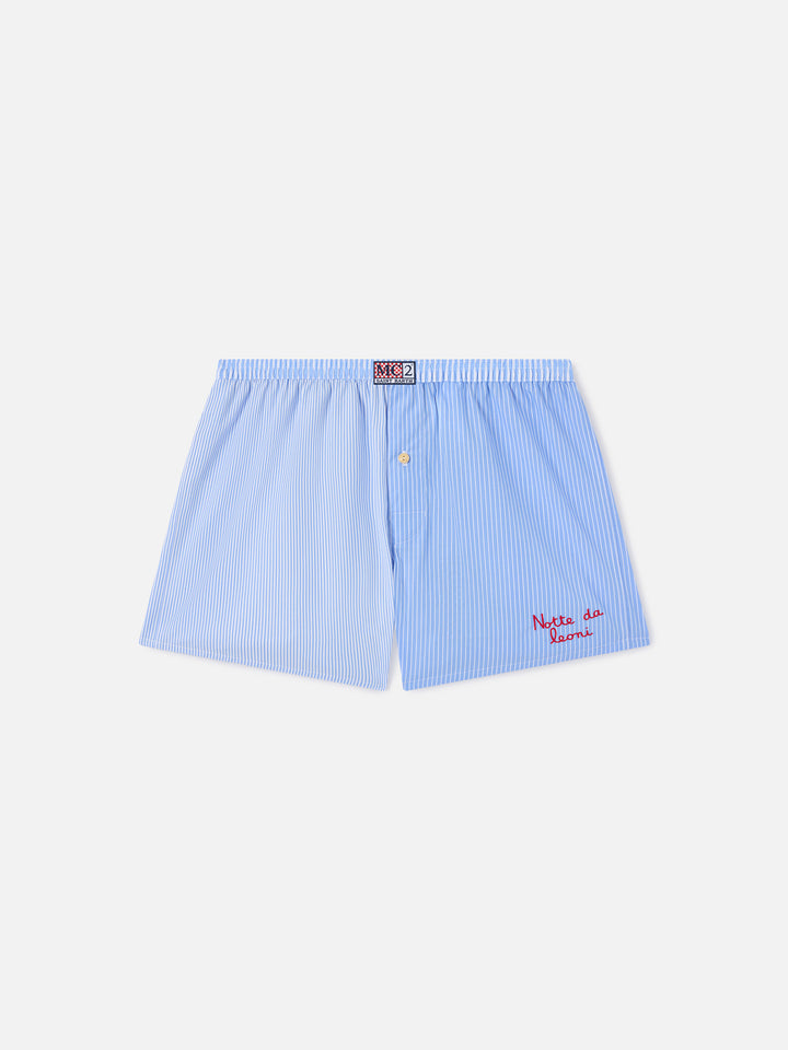Gestreifte Adam Contrast Boxershorts in hellem blue und Weiß 