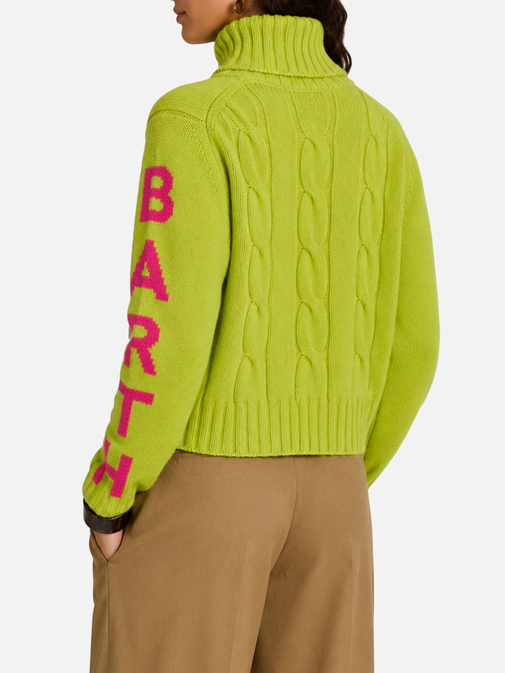 Maglia Adler collo alto intrecciata giallo fluo