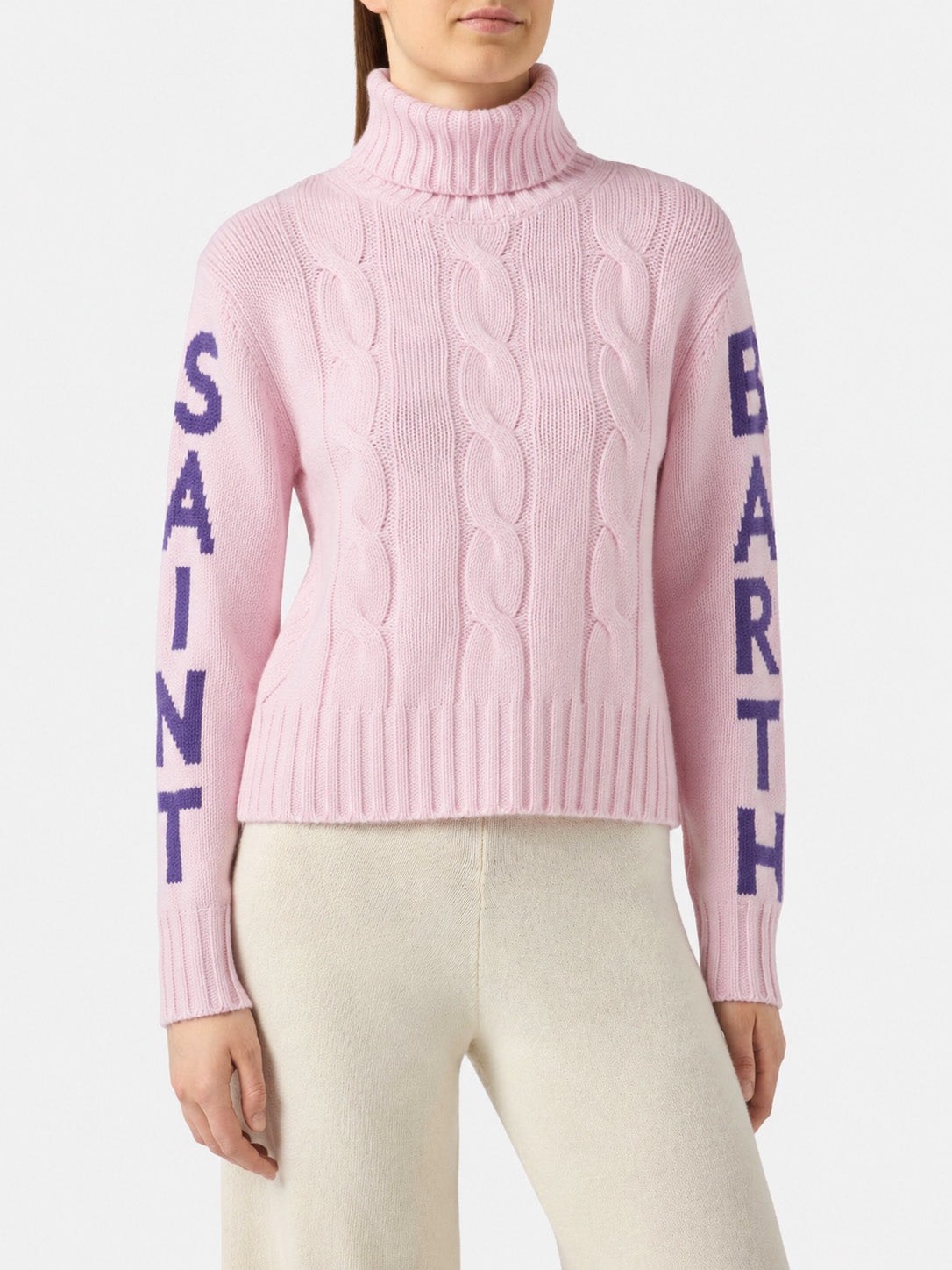 Adler braided turtleneck sweater with logo jacquard