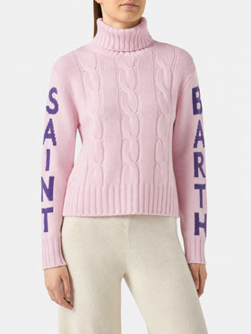 Adler braided turtleneck sweater with logo jacquard