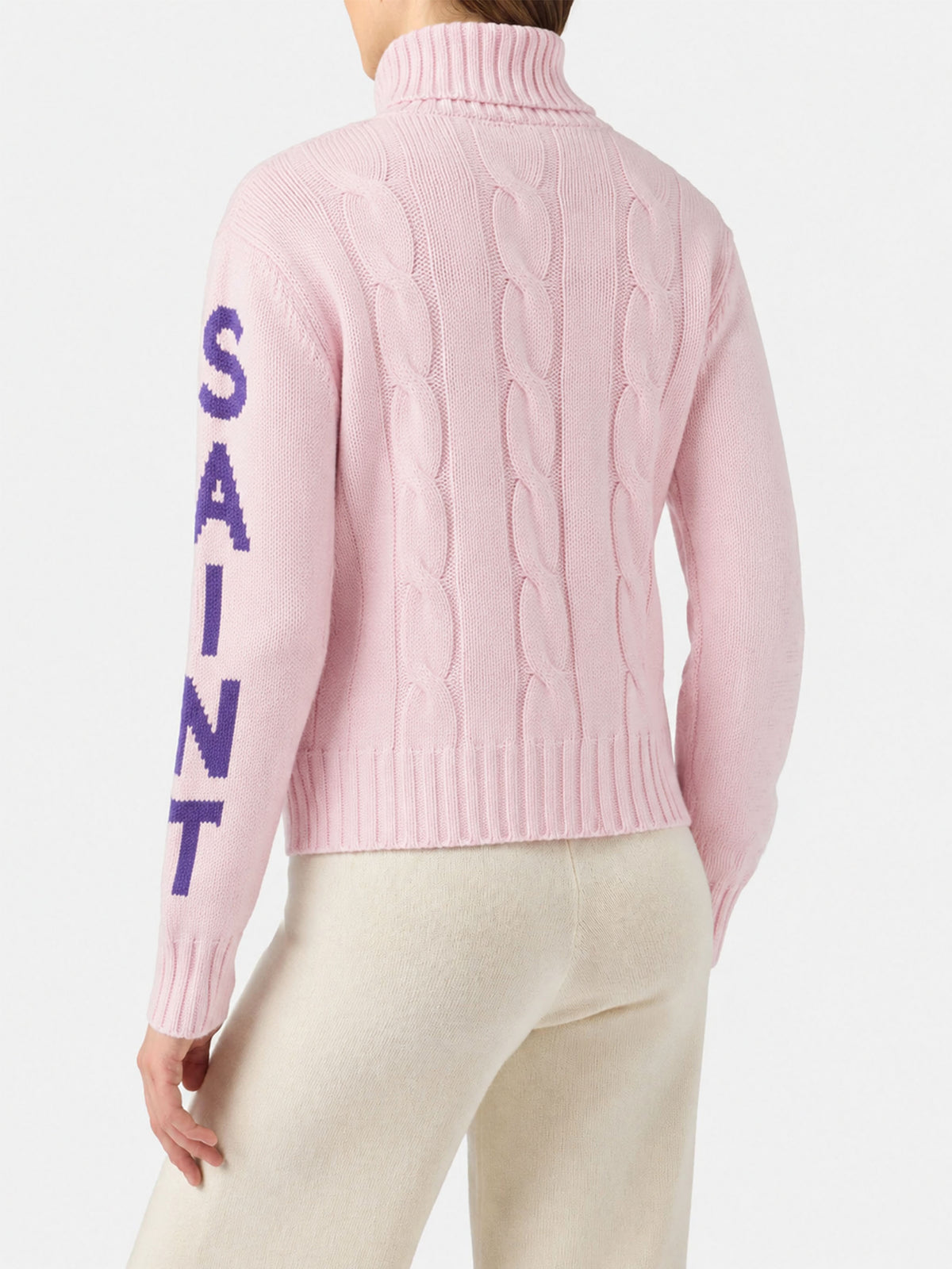 Adler braided turtleneck sweater with logo jacquard