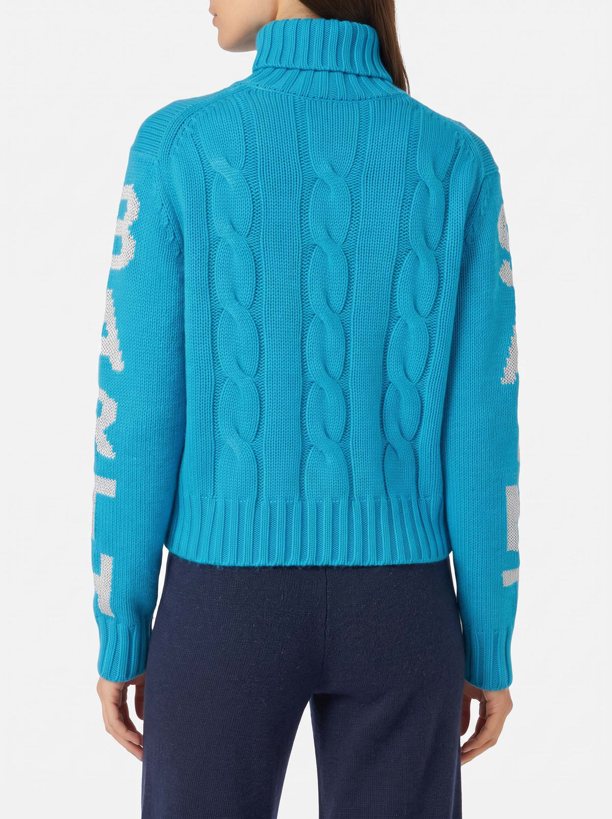 Maglione Adler dolcevita intrecciato con jacquard logo
