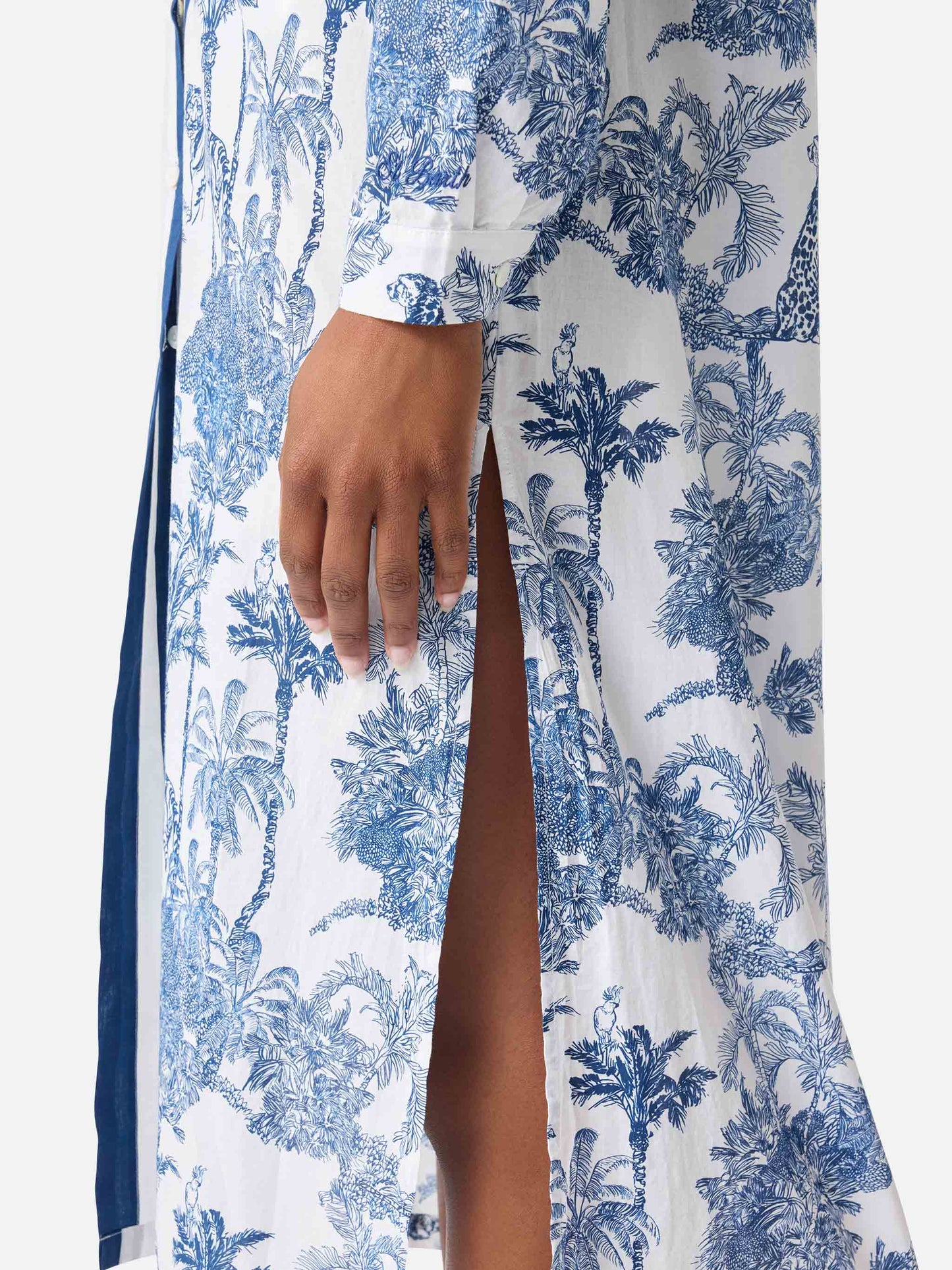 Robe longue Adeline en coton avec imprimé toile de Jouy 