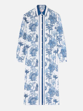 Robe longue Adeline en coton avec imprimé toile de Jouy 