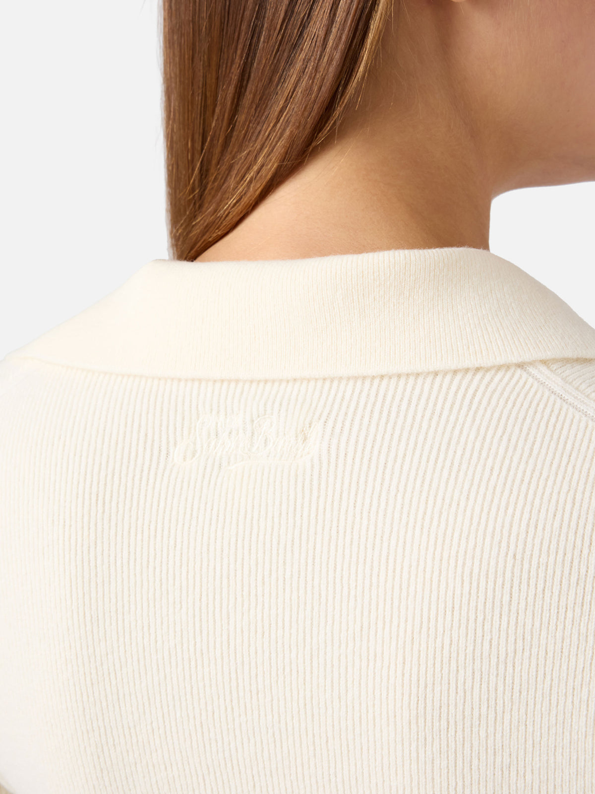 Off white Aelis wool knit bodysuit with polo collar