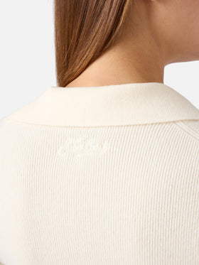 Off white Aelis wool knit bodysuit with polo collar