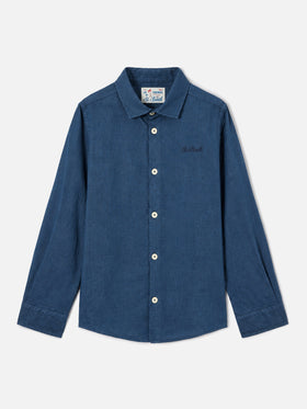Camicia Agnes in lino blu navy