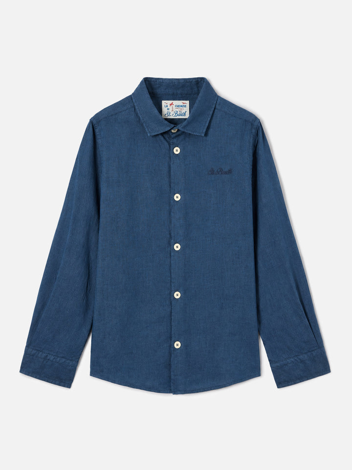 Chemise Agnes bleu marine en lin 