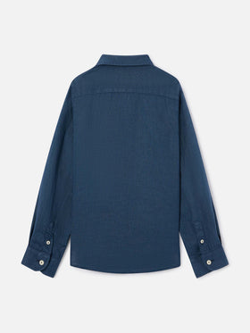Camicia Agnes in lino blu navy