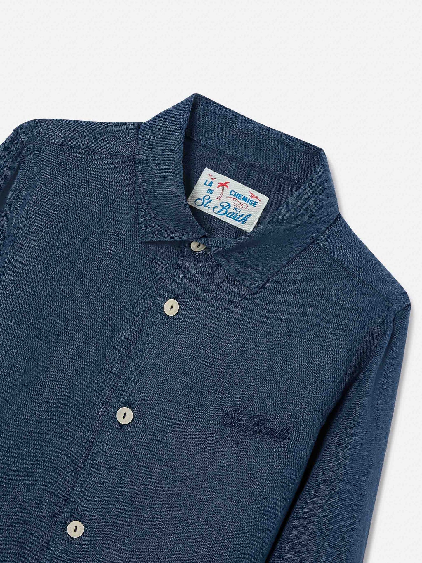 Camicia Agnes in lino blu navy