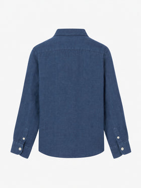 Chemise enfant Agnes en lin bleu marine 