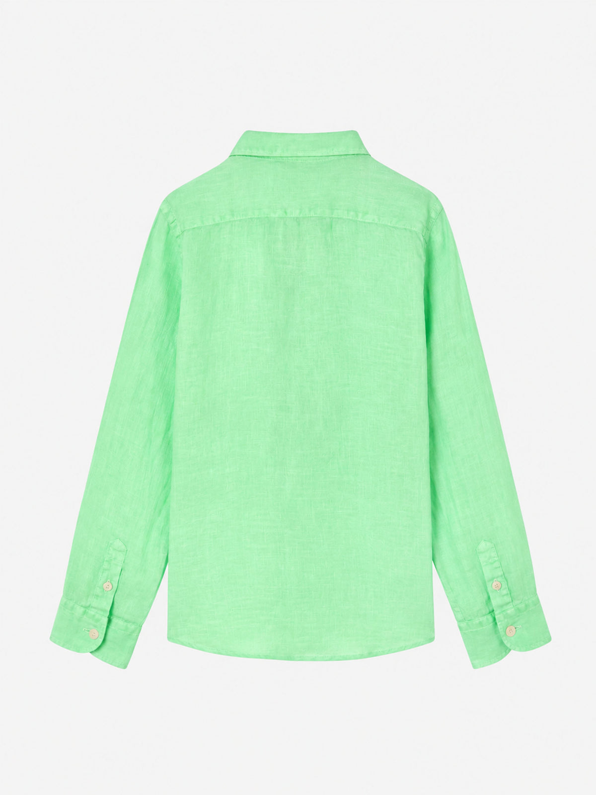 Camicia Agnes verde fluo in lino con stampa acquerello
