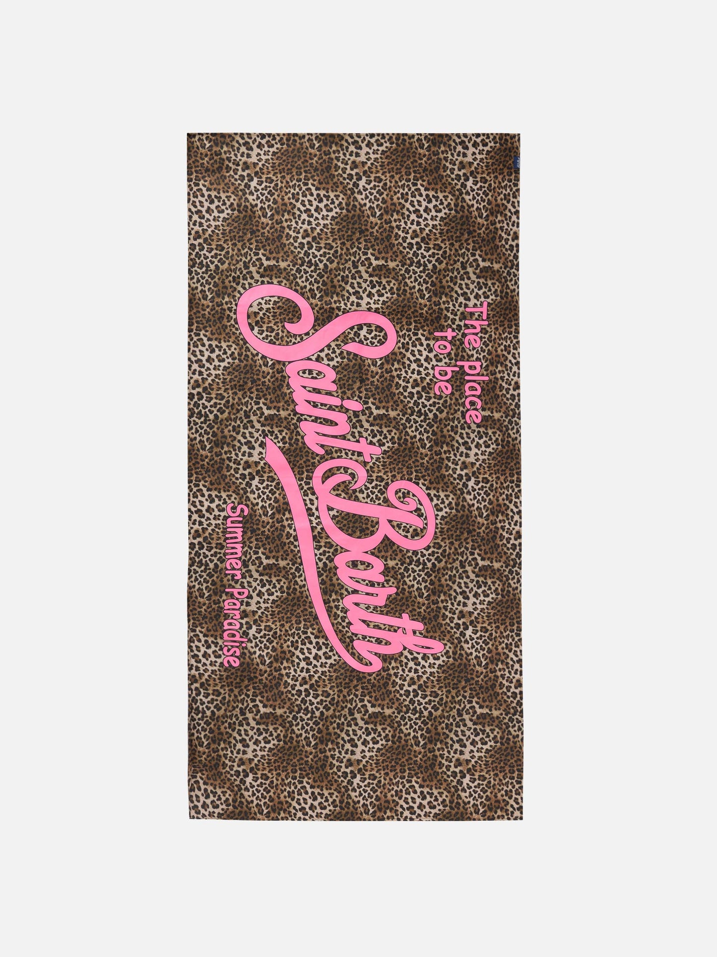 Aidan beach towel with leopard print and logo