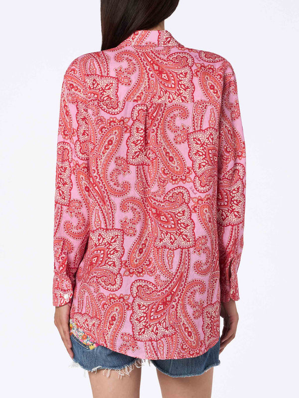 Camicia da donna in lino Alodie con stampa paisley e tasche