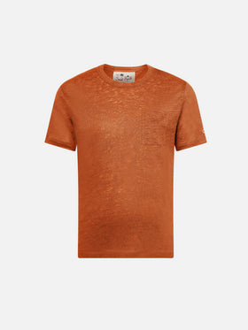 T-shirt Alex in jersey in lino arancio