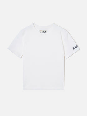 T-shirt Alex in puro lino bianco