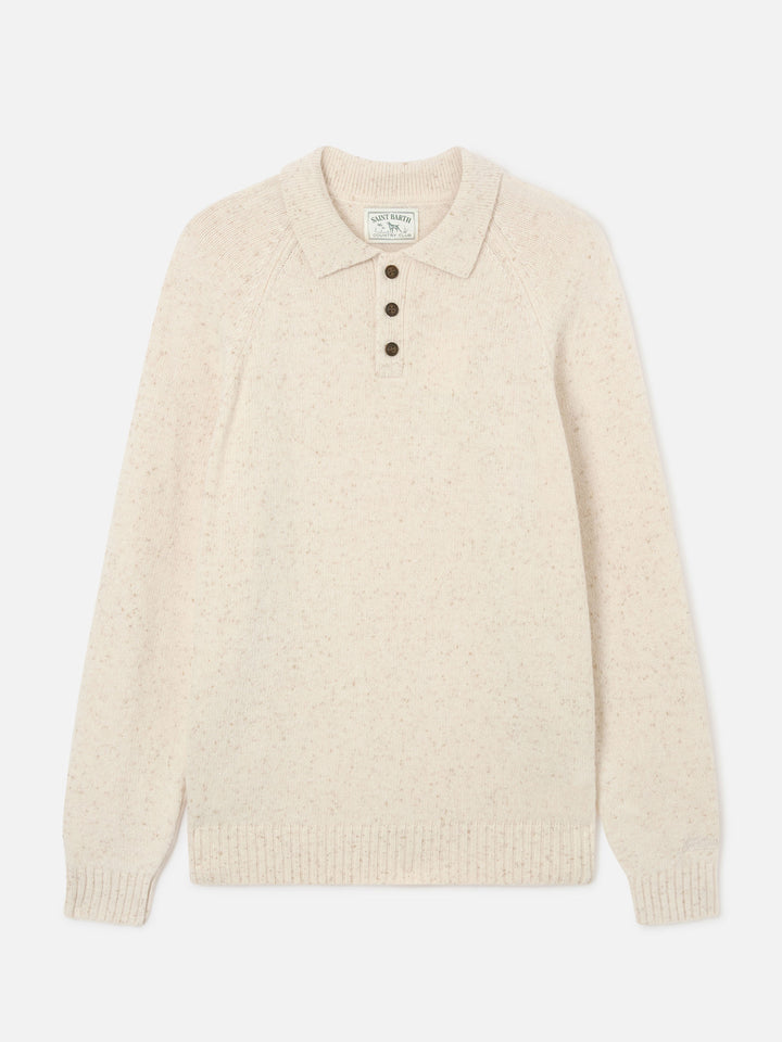 Polo de punto Donegal Alfie en mezcla de lana beige 