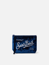 Marineblaue Pochette Aline mit Logo-Stickerei