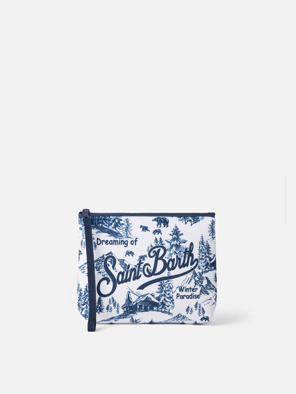 Wollpochette Aline mit Toile de Jouy-Print