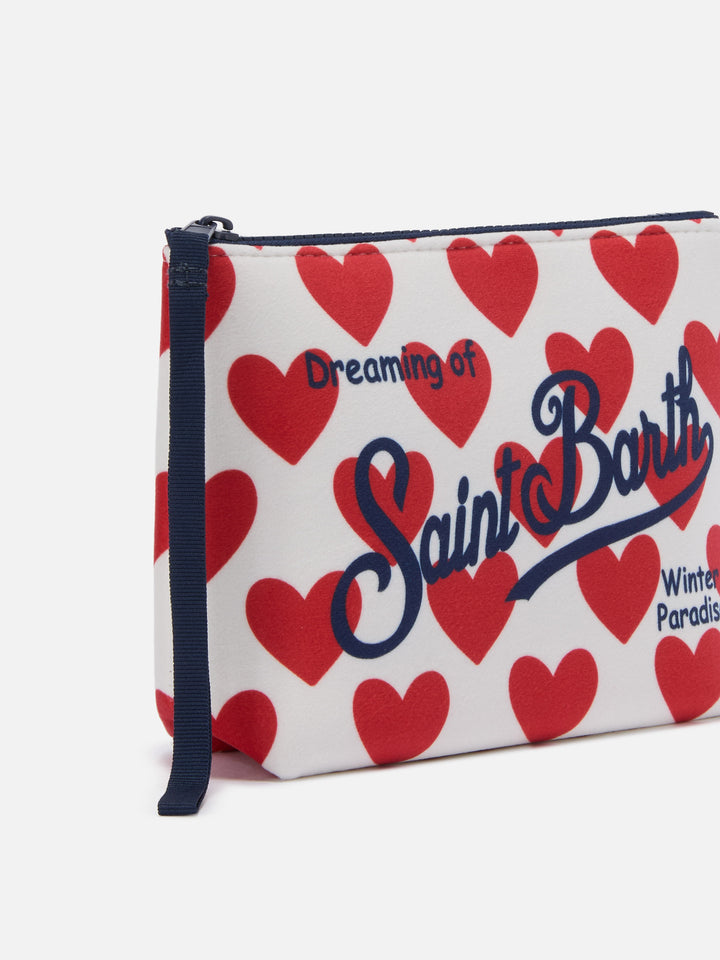 Pochette Aline effetto lana con stampa cuori