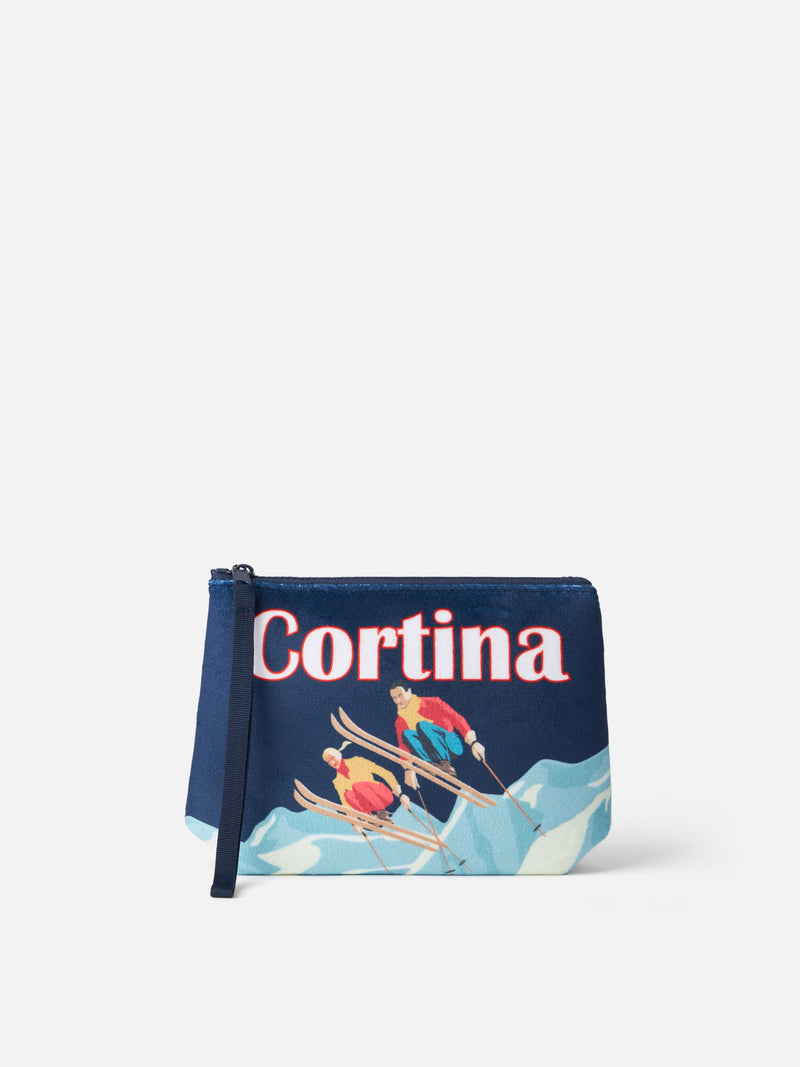 Pochette in lana Aline con stampa cartolina Cortina