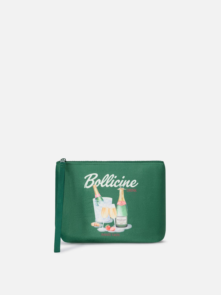 Pochette Aline verde con stampa Bollicine