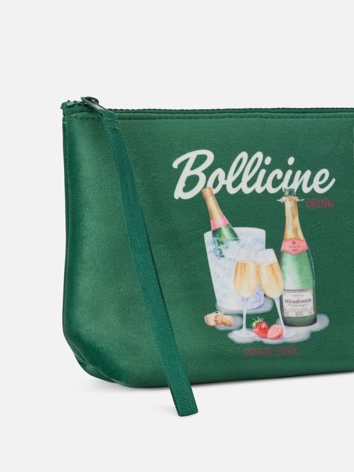 Pochette Aline verde con stampa Bollicine