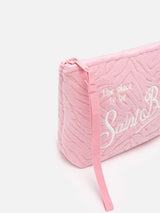 Aline pink zebra embossed terry pochette