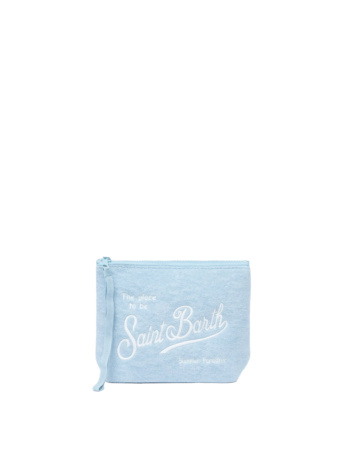 Aline hellblaue Pochette aus geprägtem Frottee
