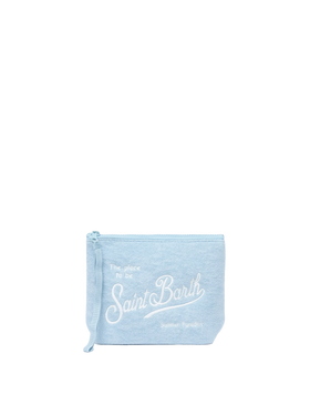 Aline hellblaue Pochette aus geprägtem Frottee