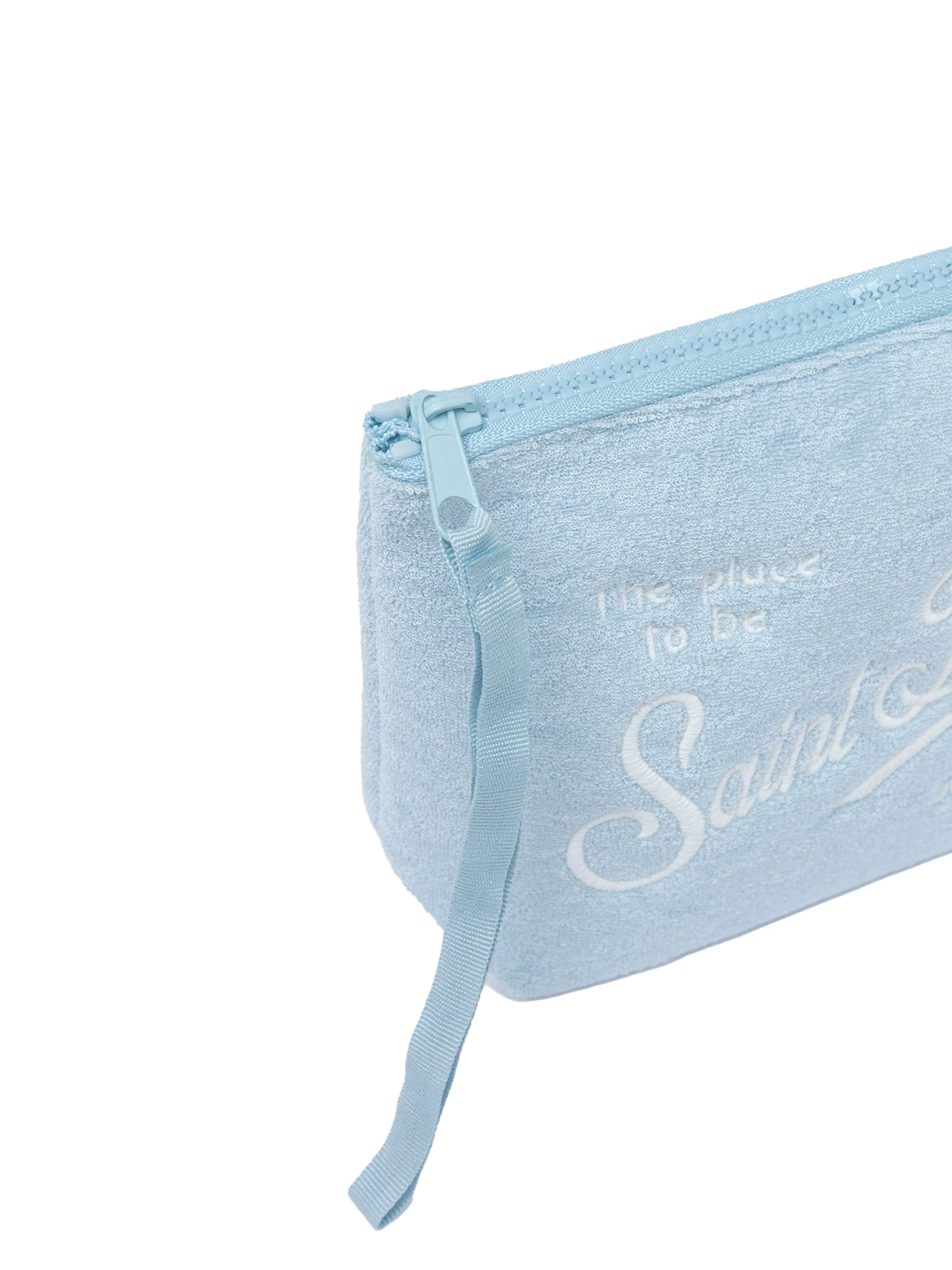 Aline hellblaue Pochette aus geprägtem Frottee