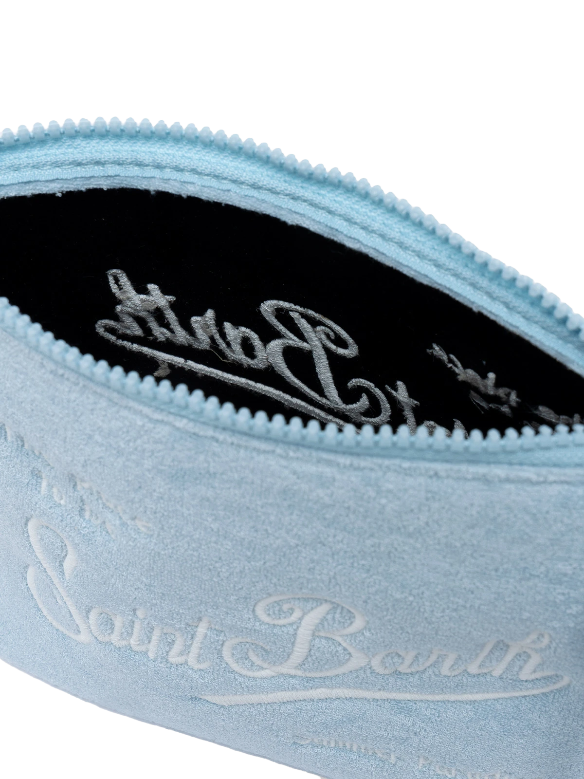Aline hellblaue Pochette aus geprägtem Frottee