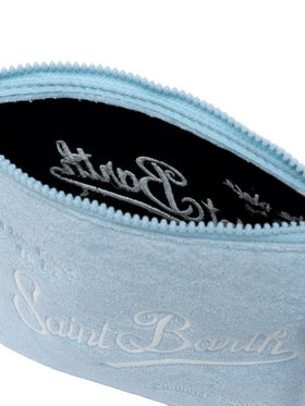 Aline hellblaue Pochette aus geprägtem Frottee