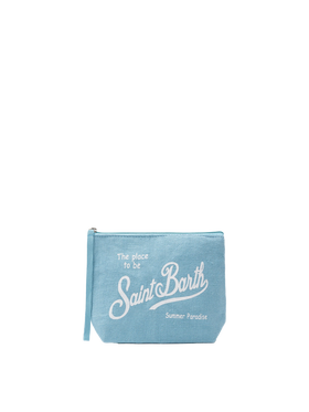 Aline light blue linen pochette - MC2 Saint Barth