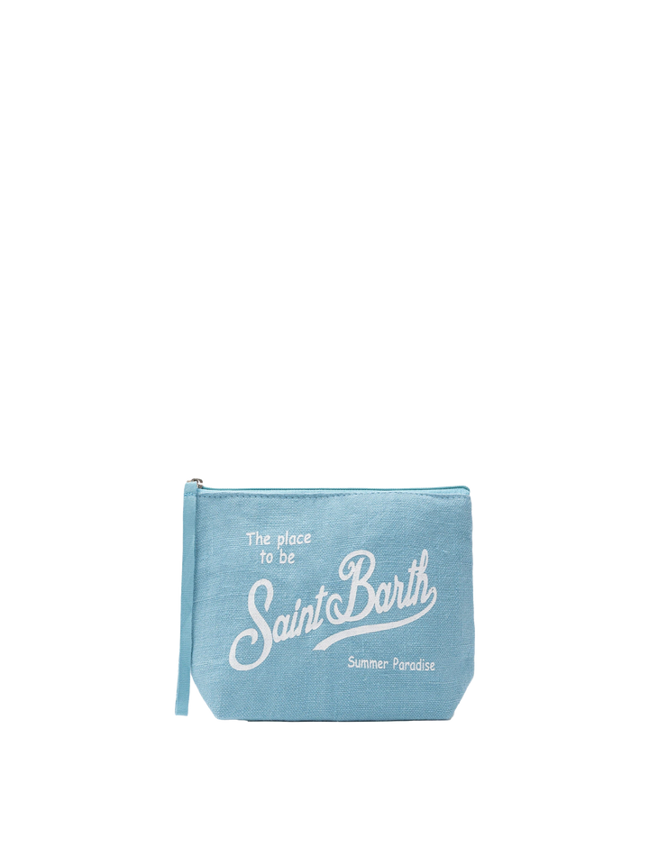 Aline light blue linen pochette