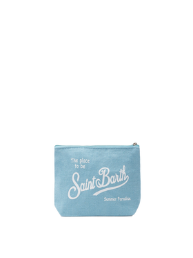 Aline light blue linen pochette - MC2 Saint Barth
