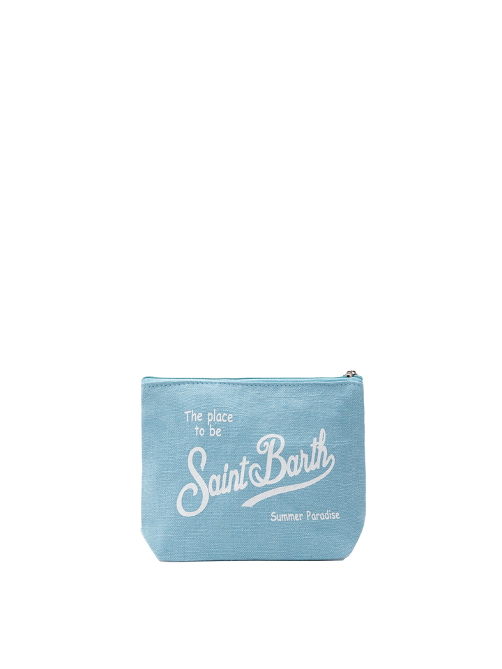 Aline light blue linen pochette