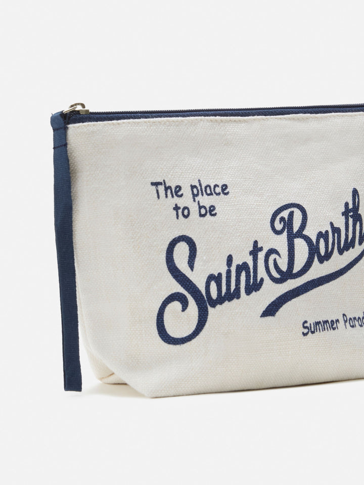 Pochette Aline in lino bianca tinta unita