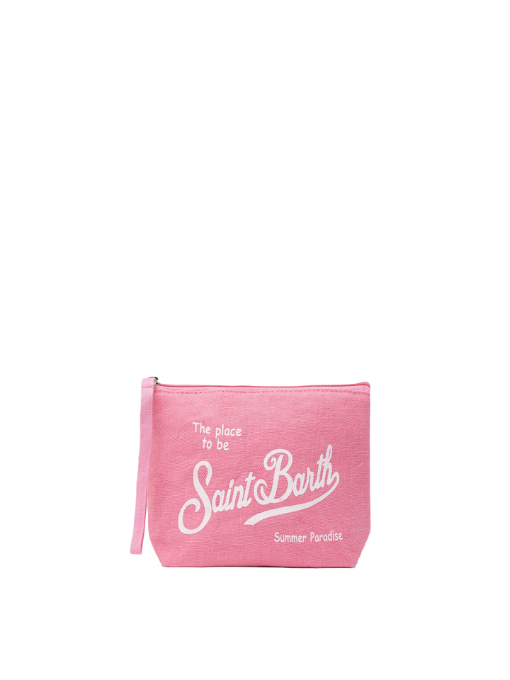 Aline pink linen pochette