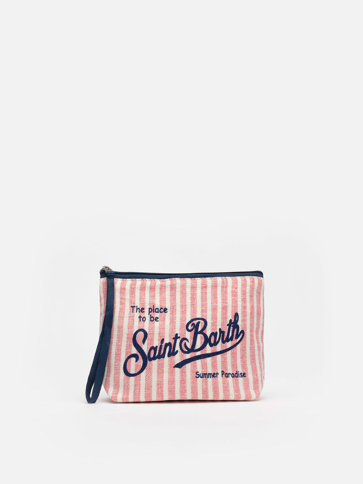 Aline striped linen pochette