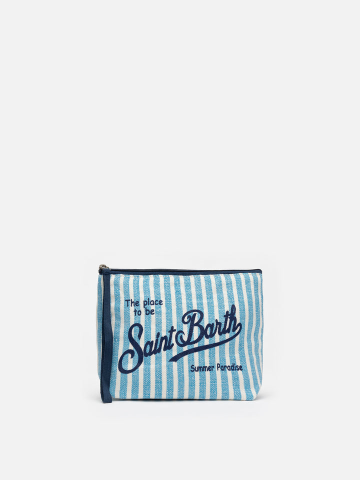 Aline striped linen pochette