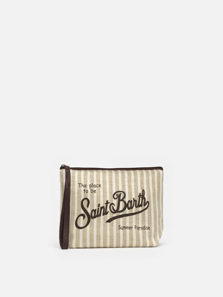 Aline striped linen pochette