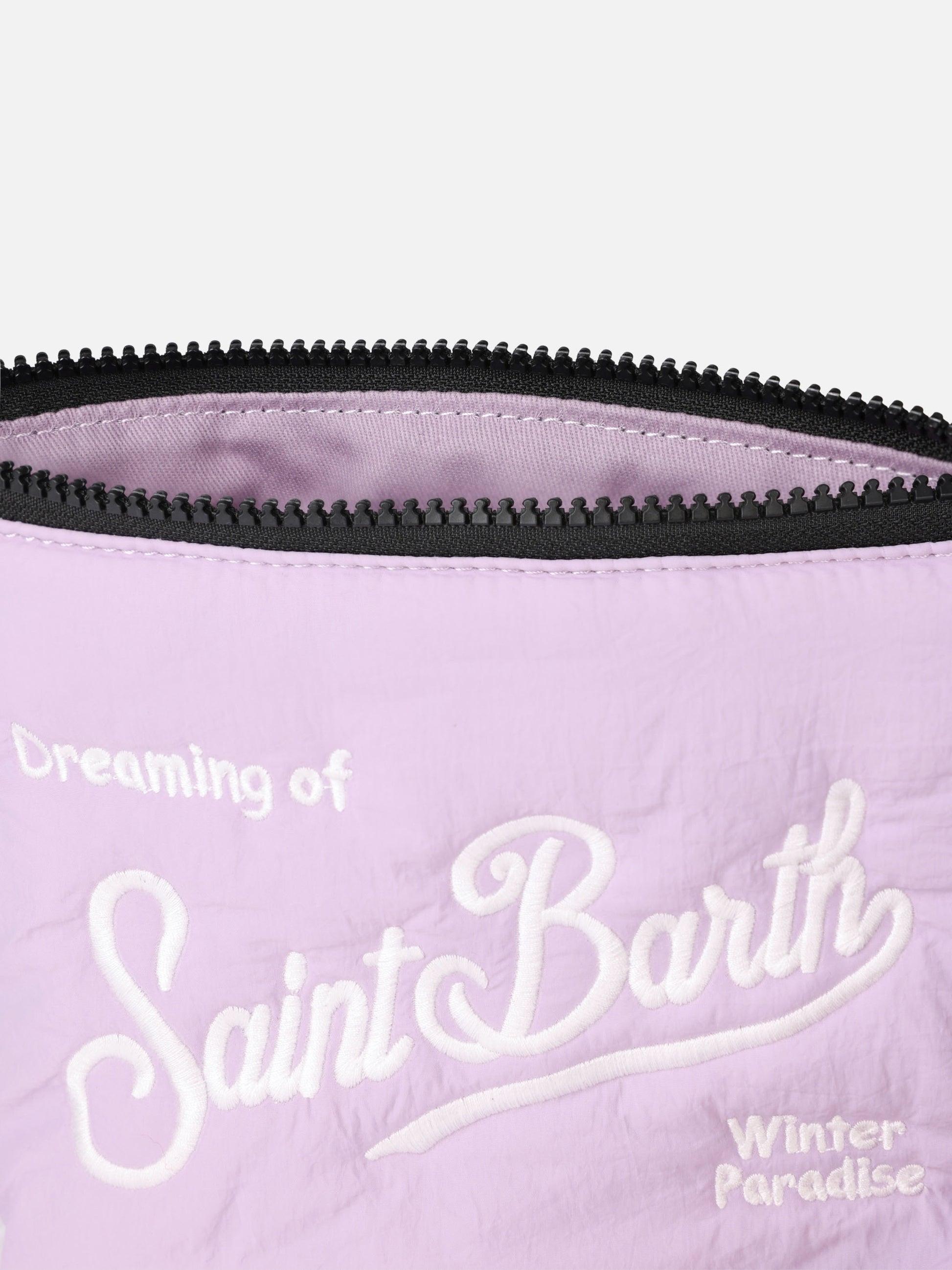 Lilac puffer pochette Aline with logo embroidery - MC2 Saint Barth