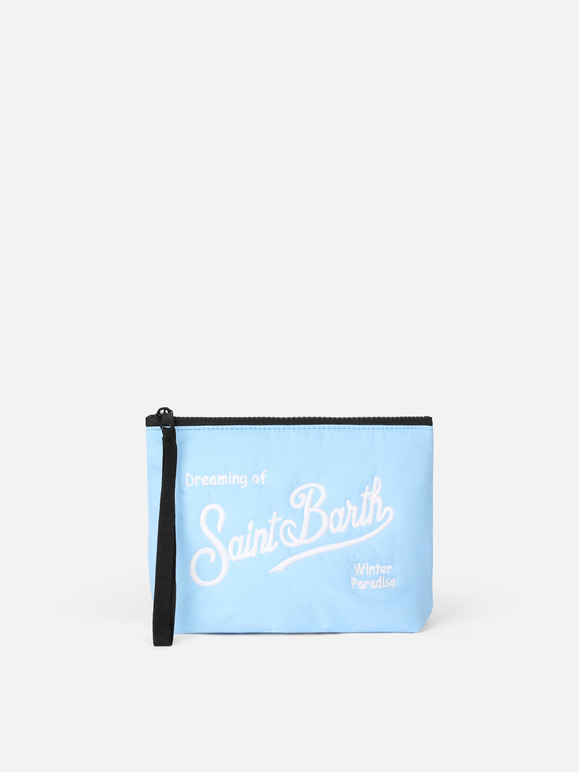 Light blue puffer pochette Aline with logo embroidery - MC2 Saint Barth
